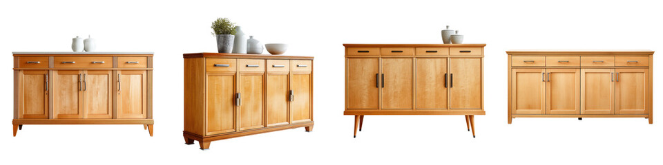 Fototapeta premium Collection of wooden furniture and storage cabinets for the home