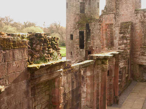 Spring afternoon light parapets turret Caerlaverock Castle Scotland