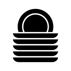 Clean dishes icon set, shiny plate stack, for mobile concept and web design. vector illustration on white background