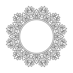 Cosmic Labyrinth Mandala in Black and White Coloring Book Page