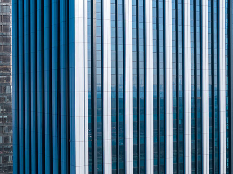 Close-up of Modern Building Structure with Glass and Lighting