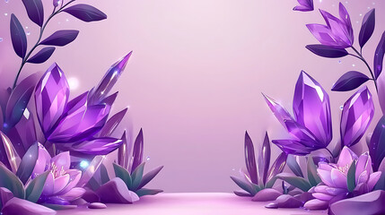 Purple crystal floral decoration abstract design background