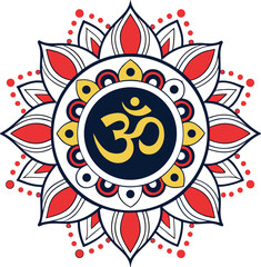 Fototapeta premium Vector art shows a black silhouette of a sun and moon symbol, a vintage decoration with a star-like ornament in a circle design
