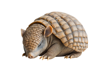 Cute sleeping armadillo isolated on transparent background