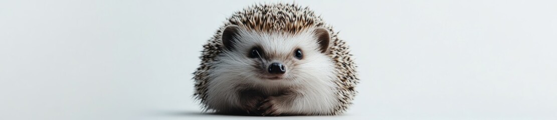 Fototapeta premium Cute hedgehog poses on white background. Studio shot