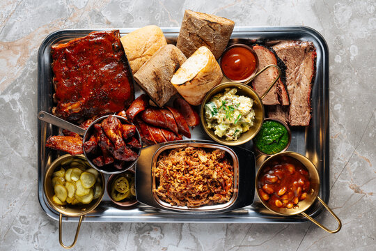 Ultimate Barbecue Platter with Ribs, Brisket, and Sides