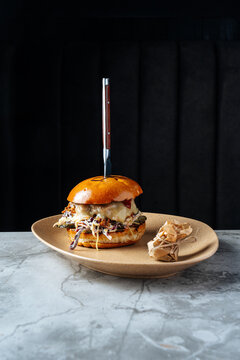Gourmet Pulled Pork Burger with Melted Cheese