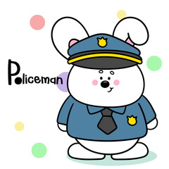 policeman bunny rabbit job kawaii animal 