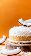 Exquisite Coconut Cake with Fresh Coconut Flakes
