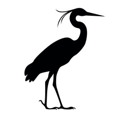 Obraz premium Standing heron bird silhouette graphic vector