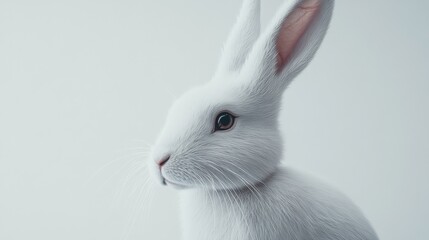 Obraz premium White rabbit portrait. on white background