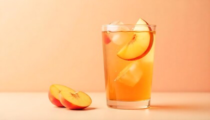 Refreshing Peach Iced Tea Drink Glass Summer Beverage