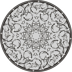 Vector floral ornamental circle in Oriental, Turkish, Arabic style. Great for traditional ethnic backgrounds, medallions, mandala, wedding decorations, greeting cards, labels, wallpapers, wall decor.	