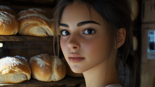 Latina woman bakery adult bread.