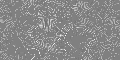 Grey background topography contour map with white curve lines. luxury topographic wavy pattern and geographic grid map patterns, topography line map. Vintage outdoors style. seamless pattern design 