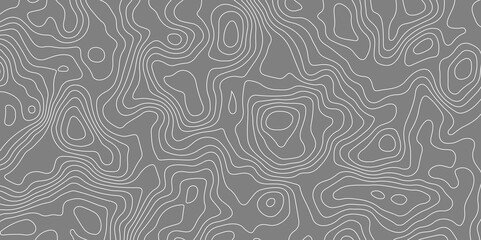 Grey background topography contour map with white curve lines. luxury topographic wavy pattern and geographic grid map patterns, topography line map. Vintage outdoors style. seamless pattern design 