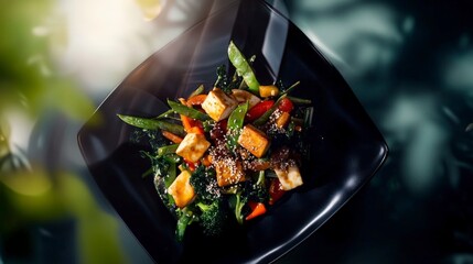 A Vibrant Vegetarian Stir-Fry Delight with Tofu and Vegetables