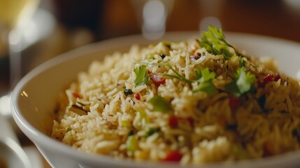 Aromatic Fried Rice Dish with Vegetables and Herbs