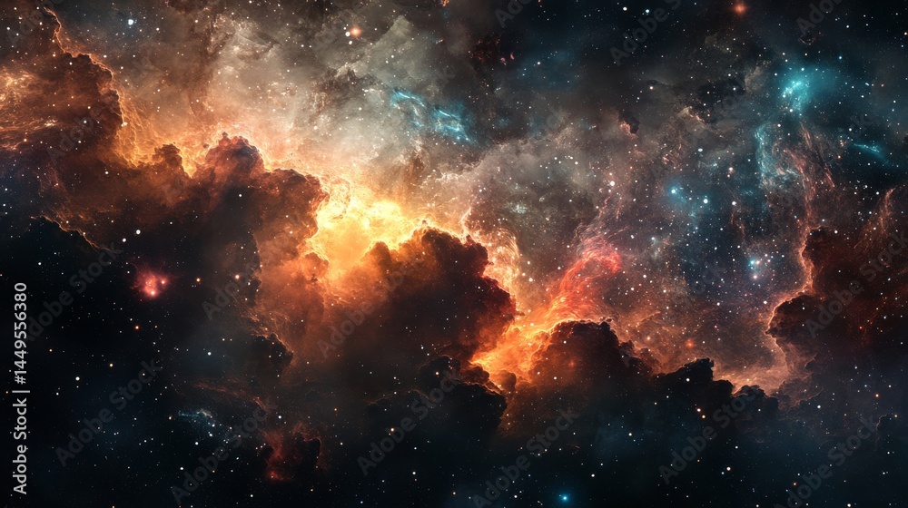 Canvas Prints a colorful nebula in space with stars and gas clouds