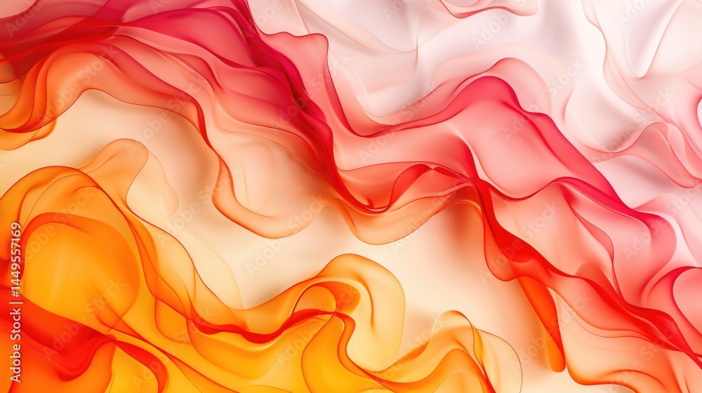 Poster flowing abstract pattern with pink and orange gradients. digital artwork of red and orange cibrant c