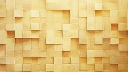 Abstract geometric design of light beige wooden cubes.