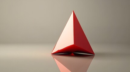 Fototapeta premium Abstract Red Pyramid Geometry 3D Render Minimalist Design