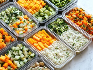 Meal Prep Containers Filled with Healthy Food for Balanced Diet and Convenient Eating Habits