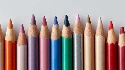 Colored pencils. Various and colorful colors. AI generated.
