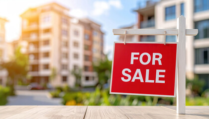 Hot property offers for sale sign in residential area smart investment opportunity bright environment