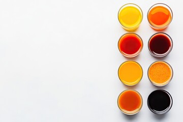 Colorful juices in small glasses