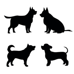 Silhouette set of four dogs vector illustration