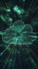 Digital Cloud Technology Innovation with Data Stream and Network Connection Concept Art