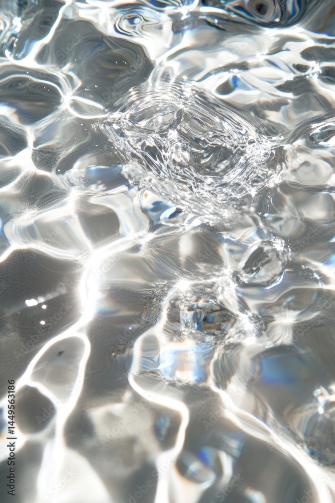 Poster abstract water surface with ripples and sunlight reflections creating a mesmerizing pattern