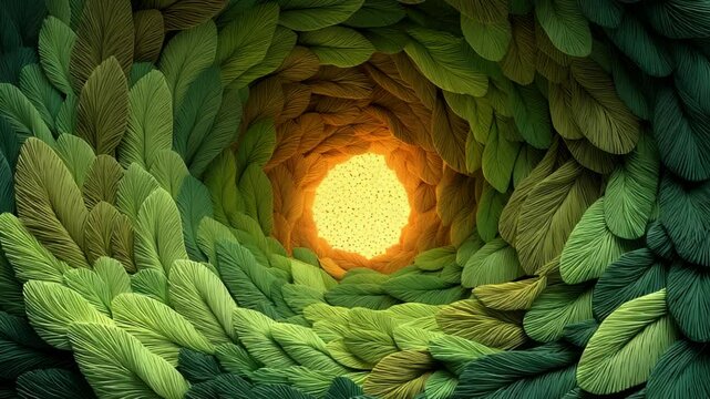 Leaves ripple around glowing center