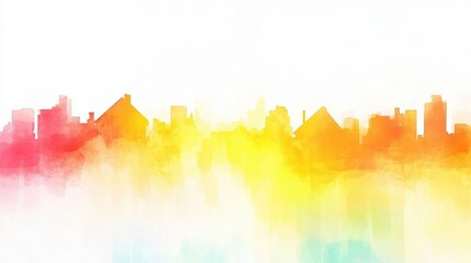 Fototapeta premium Rainbow watercolor banner background on white. Pure vibrant watercolor colors. Creative paint gradients,
