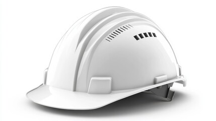 Fototapeta premium Hard hat, white background, isolated on the edges, vector style, 3D rendering, white color, high resolution