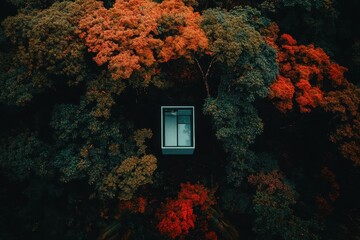 Modern Cabin Nestled in Autumn Forest