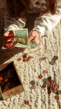 Teen Girl Counting Savings