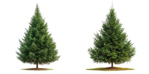two pine trees on transparent background