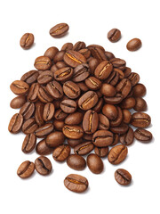 Obraz premium pile of coffee beans isolated on white or transparent png 