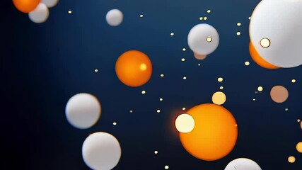 A bunch of white and orange balls are scattered in the air