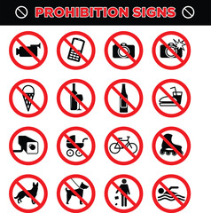 Prohibition Signs Set – Flat Design Restriction and Safety Symbols"