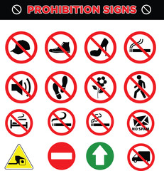 Prohibition Signs Set &ndash; Flat Design Restriction and Safety Symbols"