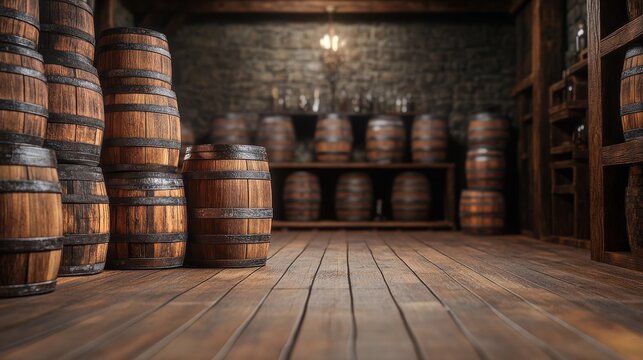 Rows of stacked wooden kegs at a whiskey distillery, wooden, alcohol, stacked, whiskey