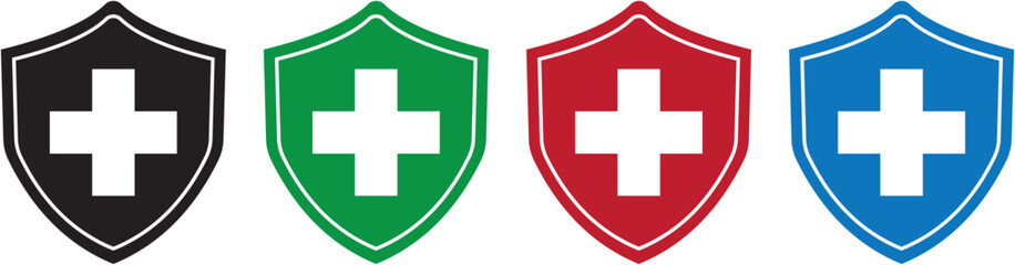 Obraz premium HEALTH INSURANCE vector icon. Gear with shield symbol.