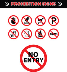 Prohibition Signs Set – Flat Design Restriction and Safety Symbols"
