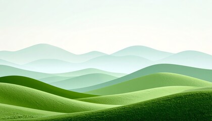 Obraz premium Lush Green Hills Landscape Rolling Meadow Abstract Background Nature Scenery
