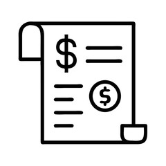 Budget report icon in black and white with financial symbols  