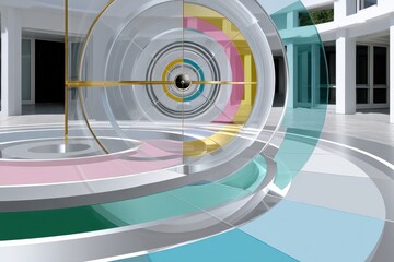 This image features circular transparent layers in elegant pastel colors, emphasizing depth and clarity, symbolizing complexity and fluidity in modern design aesthetics.