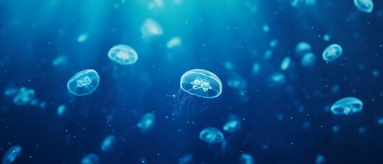 water of jellyfish drifting gracefully through deep blue School